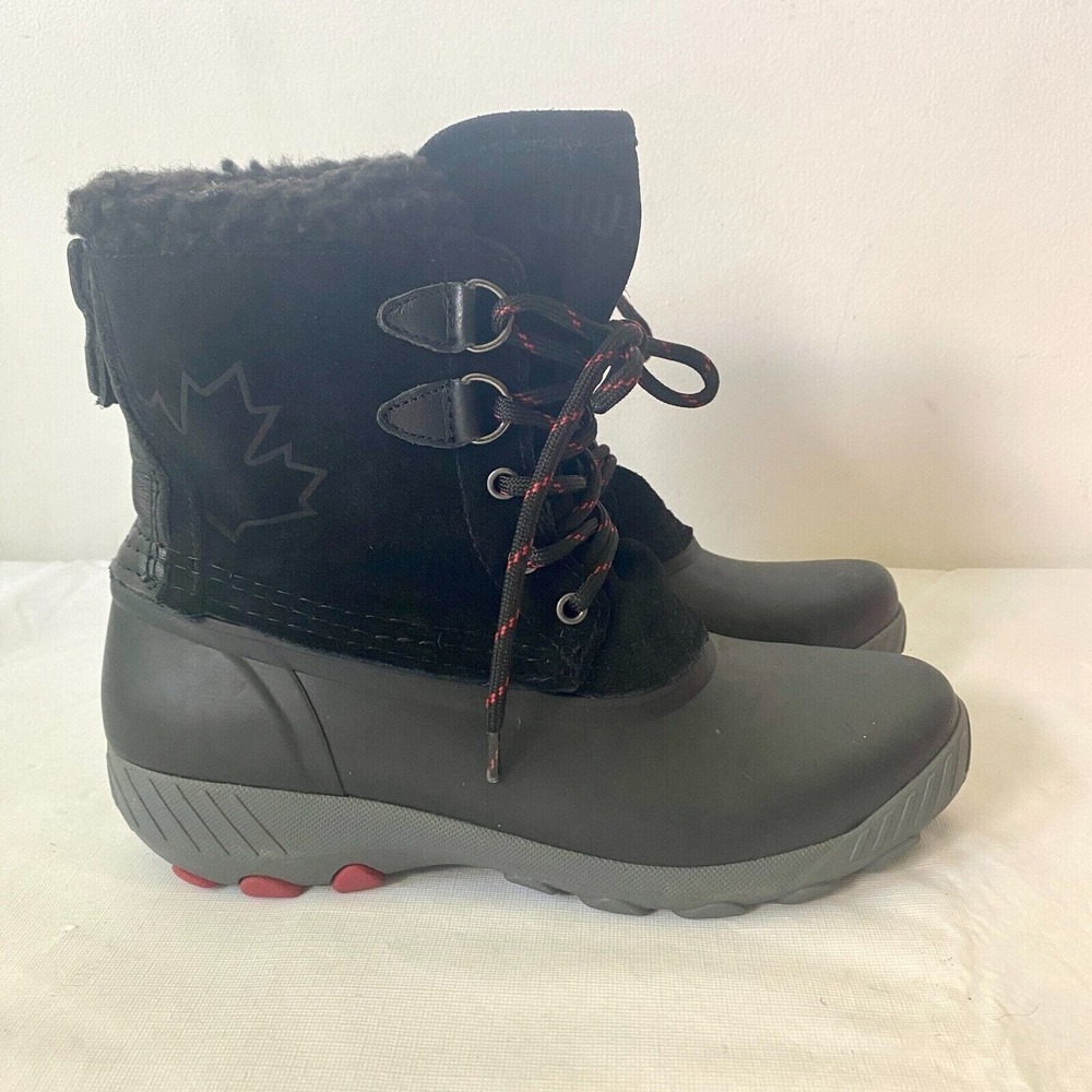 Cougar Originals Maple Sugar Leather Rubber Boots in‎ Black Womens 6 NEW